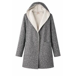 Forever 21 Exclusive‎ Gray Salt and Pepper Marled Open Front Hooded Cardigan L